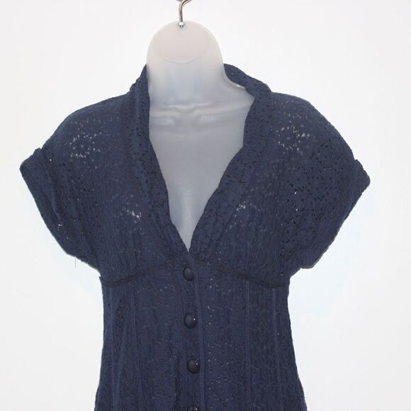 Nanette Leopore Blue Eyelet Short Sleeve Dress Women Size 2 - Picture 3 of 11